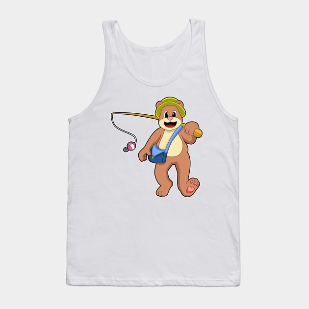 Bear at Fishing with Fishing rod Tank Top by Markus Schnabel